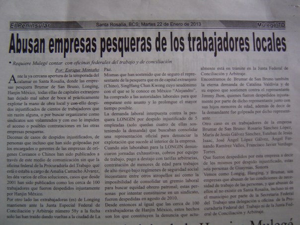 NOTA PERIODISTICA CALAMARERAS